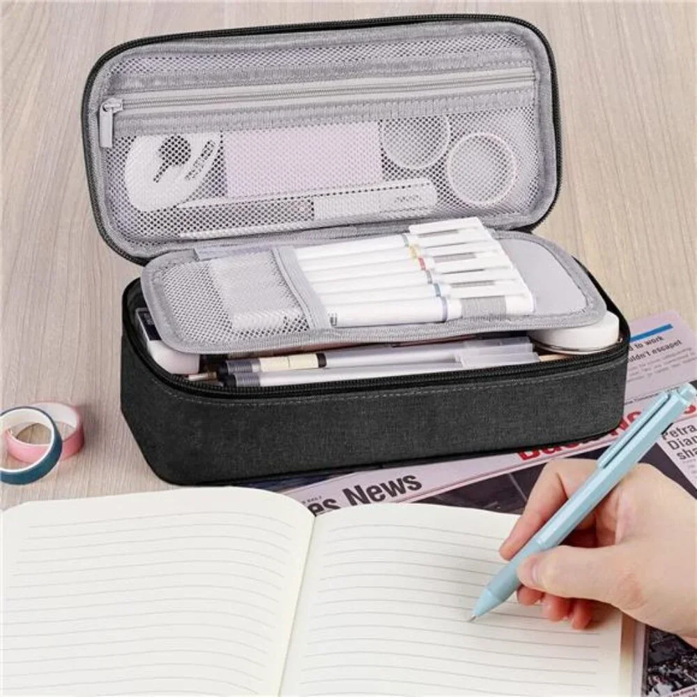 New Large Capacity School Pencil Case , Pen‎ Pouch & Stationery Organizer, Black